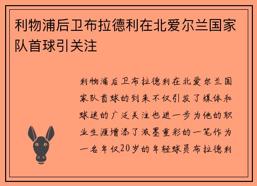 利物浦后卫布拉德利在北爱尔兰国家队首球引关注